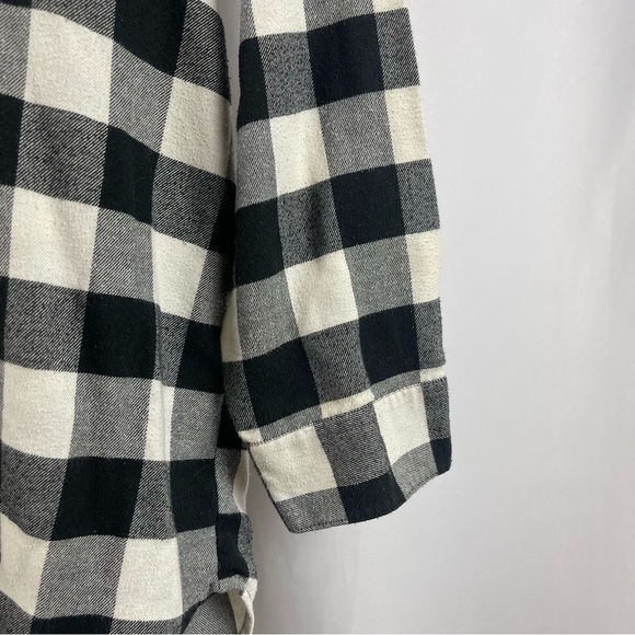 Free Press Large Buffalo Plaid Flannel Tunic Longline Button Down Shirt Chore - Picture 5 of 10
